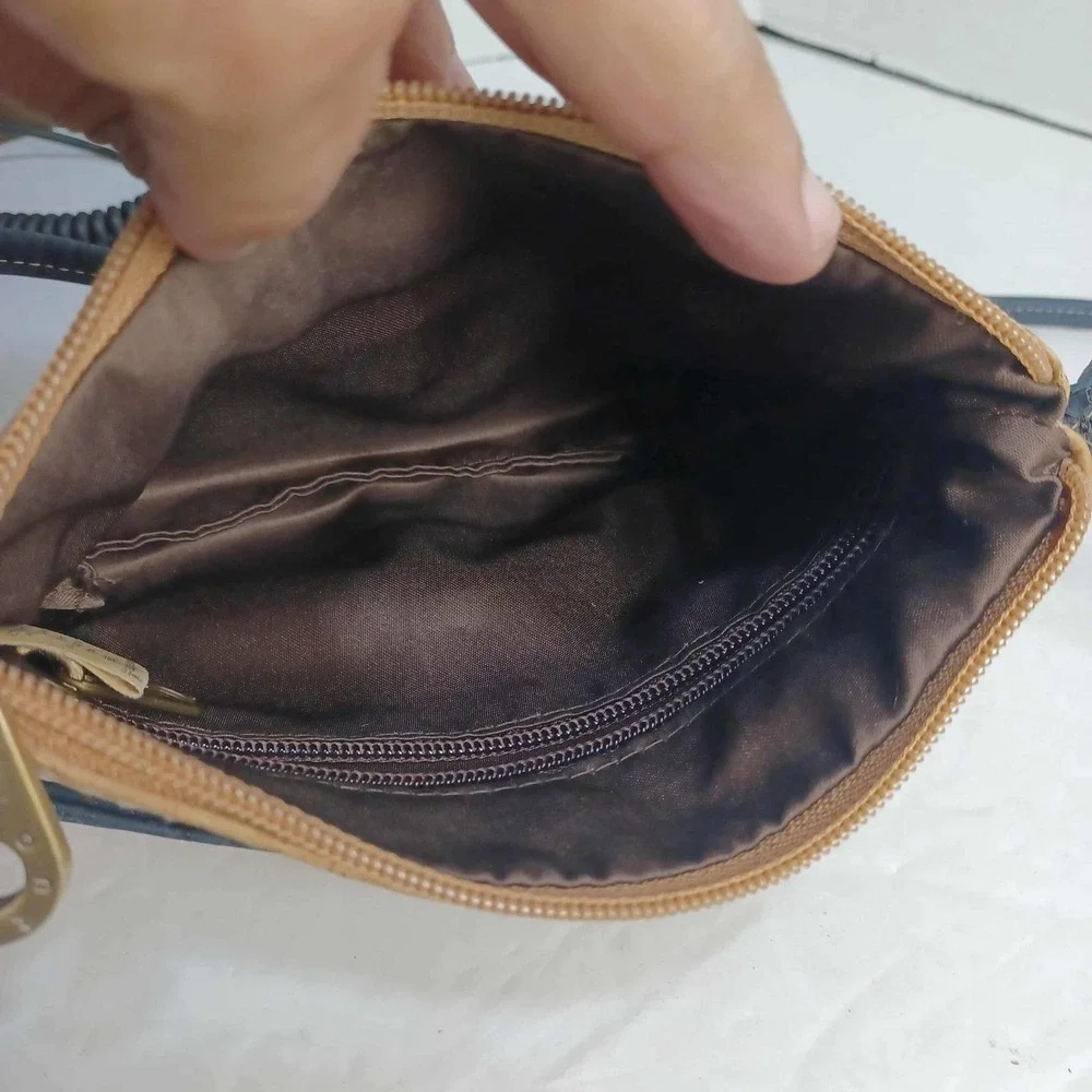 Montado Cork Crossbody Bag Floral‎ Purse Small Double Zipper READ